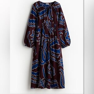 H&M Blue and Brown Patterned Dress